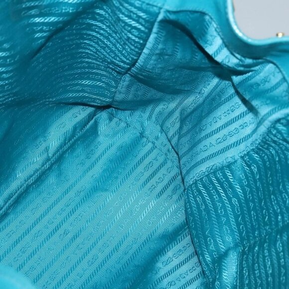 PRADA Hand Bag Leather 2way Green Gold Auth 139193 - Picture 10 of 16